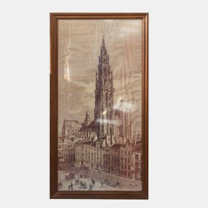 Tablou din lemn si plexiglas reprezentand Catedrala Maicii Domnului din Anvers (Antwerp) Belgia Articole de colectie