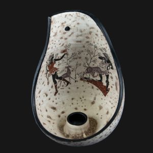 Suport pentru lumanare din ceramica cu motiv inspirat din Grecia Antica Decoratiuni