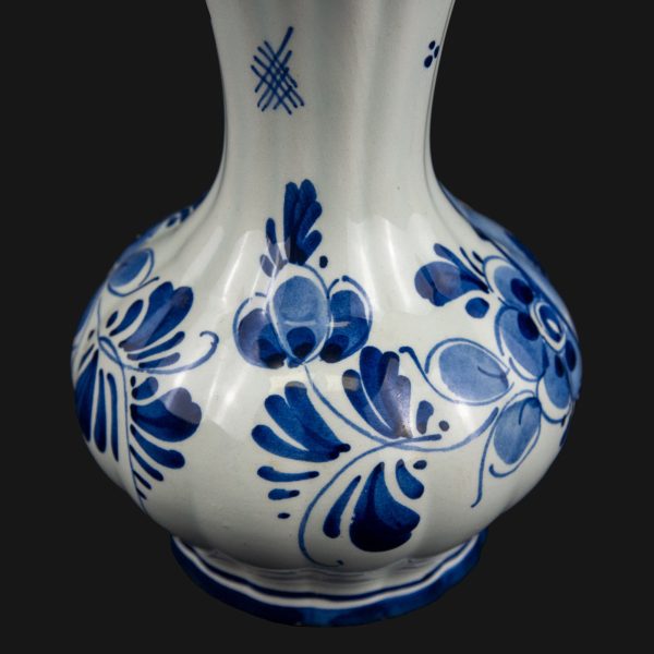 Vaza din ceramica pentru flori cu model traditional olandez Delft anii 80 Decoratiuni