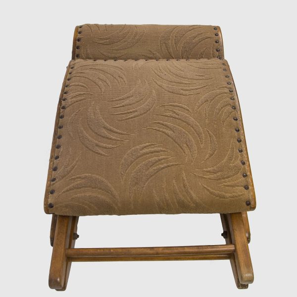 Footstool din lemn si cu tapiterie batuta in tinte anii 70 Germania Mobilier