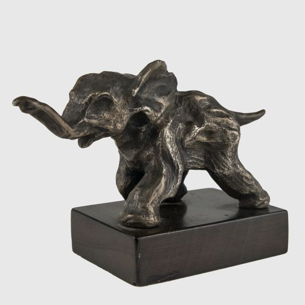 Statueta din bronz pe soclu din lemn cu motivul elefantului Decoratiuni
