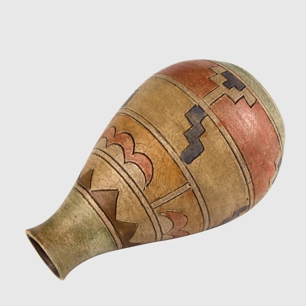 Vaza din ceramica gravata si pictata manual cu forme geometrice Germania Decoratiuni