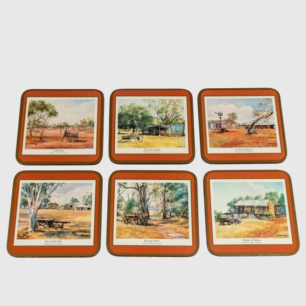 Set 6 suporturi pentru pahare din pluta si ceramica si peisaje diferite UK anii 70 Pahare