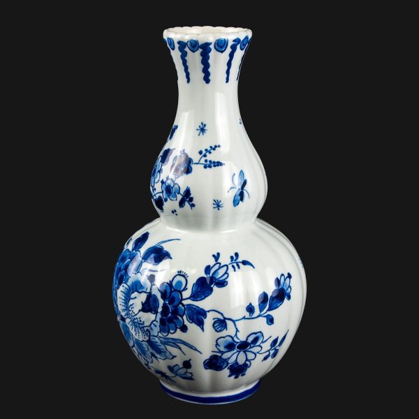 Vaza pentru flori mici lucrata manual din ceramica cu motive florale Delfts Olanda Decoratiuni