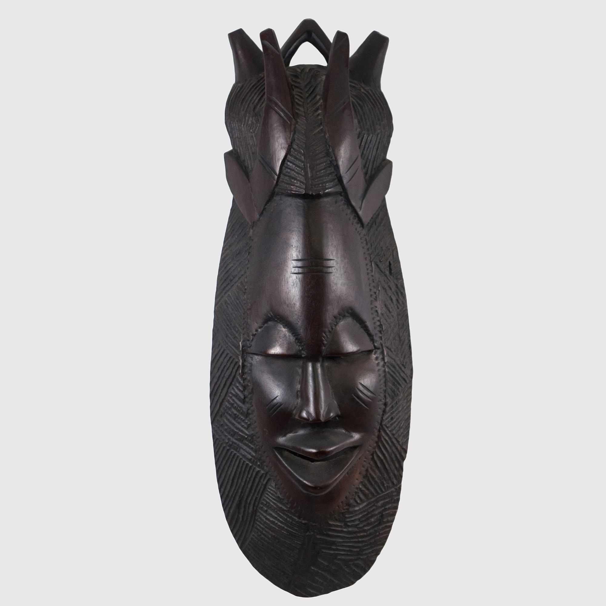 Masca traditionala africana lucrata manual din lemn exotic cu motivul ritualului de initiere in Africa anii 50-60 Articole de colectie