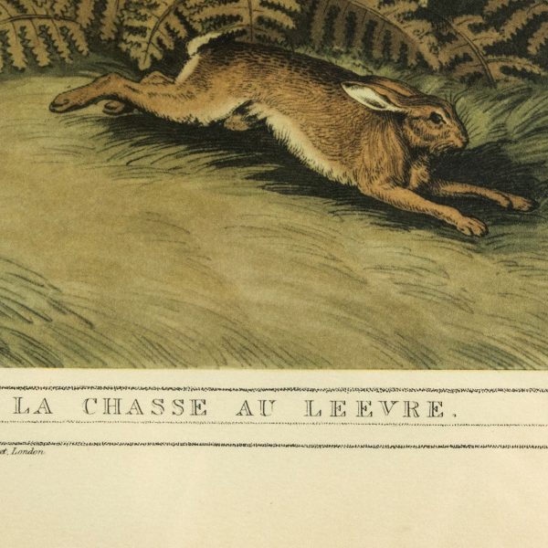 Litografie cu motivul vanatoarei de iepuri dupa J. GODBY & H MERKE AFTER SAMUEL HOWITT. A Decoratiuni