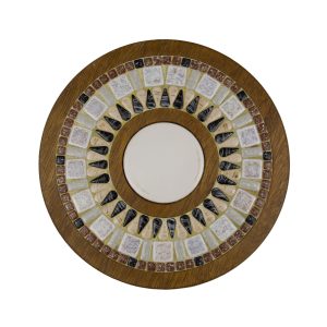 Platou rotund cu mozaic în stil mandala, origine China, 1960-1970 Platouri