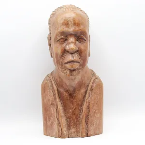 Bust din lemn sculptat manual cu motiv african anii 60-70 Decoratiuni