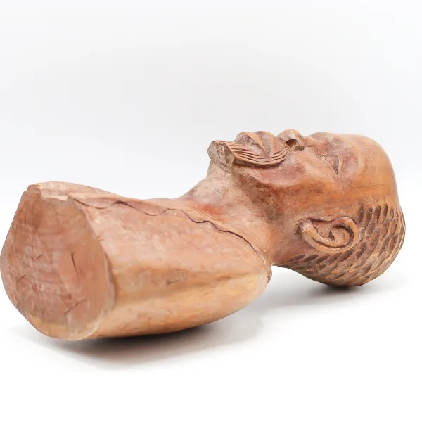 Bust din lemn sculptat manual cu motiv african anii 60-70 Decoratiuni
