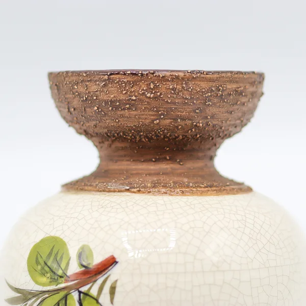 Vas vintage din ceramică lucrat manual cu motiv floral, model unicat Decoratiuni
