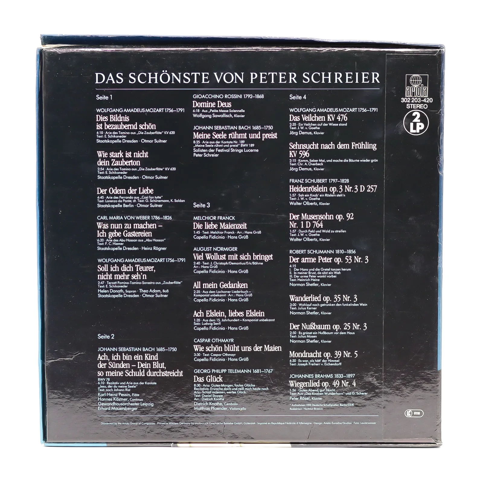 Vinil „Das Schönste von Peter Schreier” – 2LP, Ariola Decoratiuni