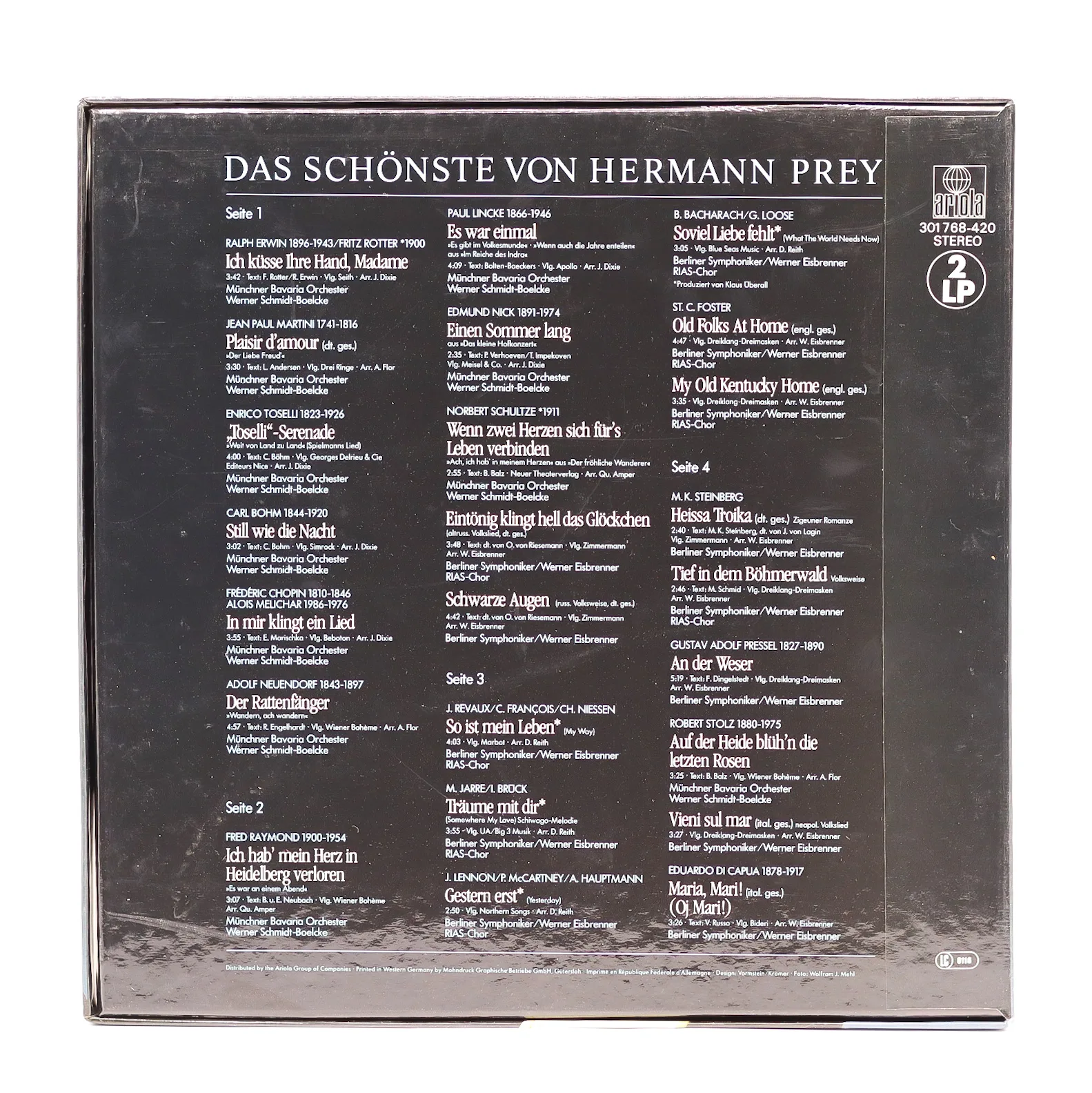 Vinil „Das Schönste von Hermann Prey” – 2LP, Ariola Decoratiuni