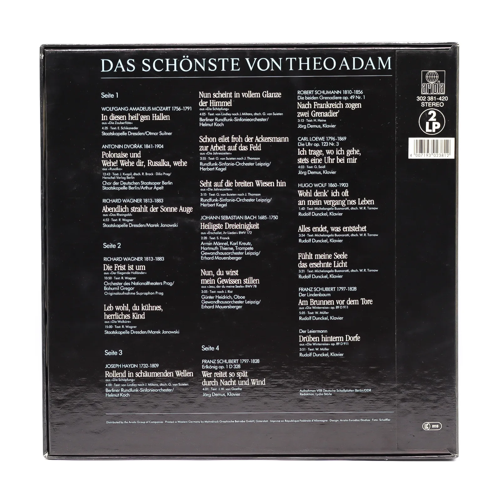 Theo Adam – Cele mai frumoase interpretări (2 LP, Ariola) Decoratiuni