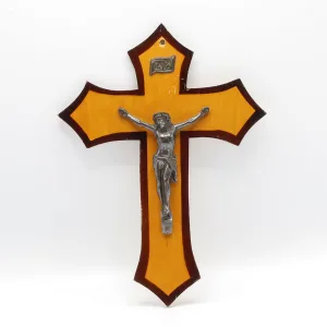 Crucifix vintage din lemn și zinc Belgia anii 30-40 Decoratiuni