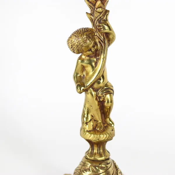 Sfeșnic antic cu 5 brațe  din bronz cu motivul îngerașului Franța anii 60 Corpuri de iluminat