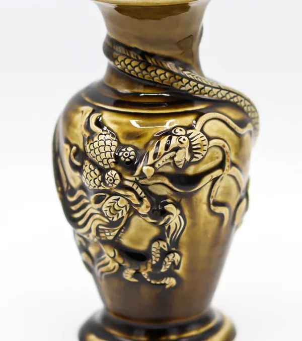 Vază vintage lucrată manual din ceramică cu motivul dragonilor China Decoratiuni