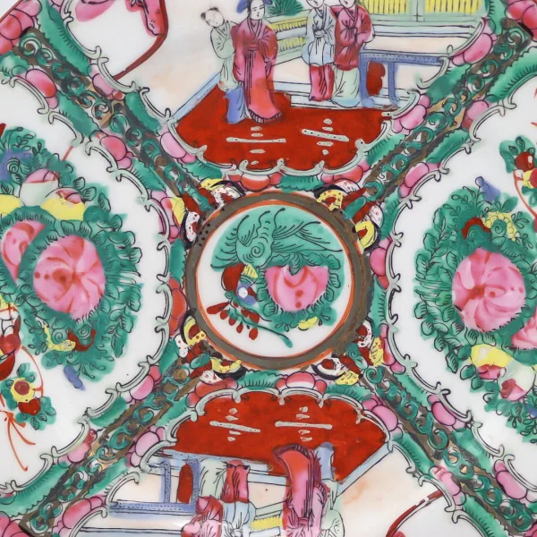 Platou antic chinezesc Famille roz lucrat și pictat manual Platouri