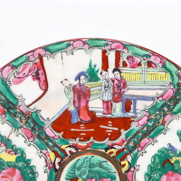 Platou antic chinezesc Famille roz lucrat și pictat manual Platouri
