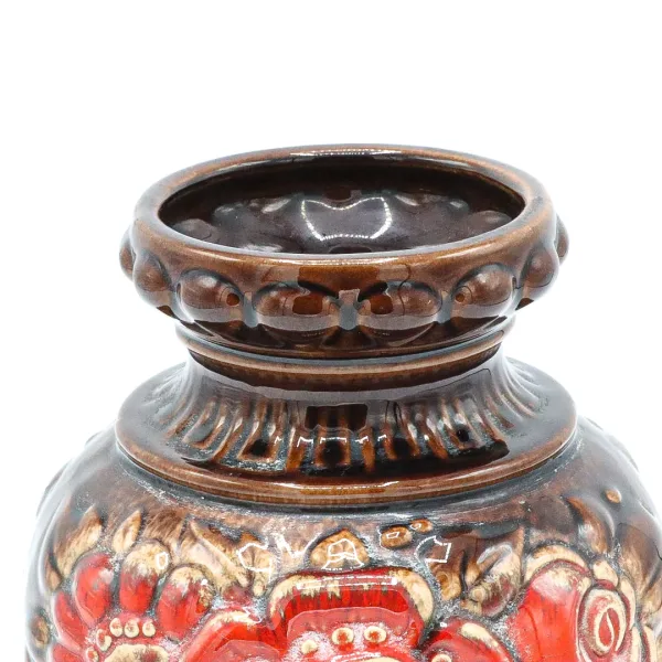 Vază midcentury din ceramică cu model floral Germania de Vest  Scheurich 1928 Decoratiuni