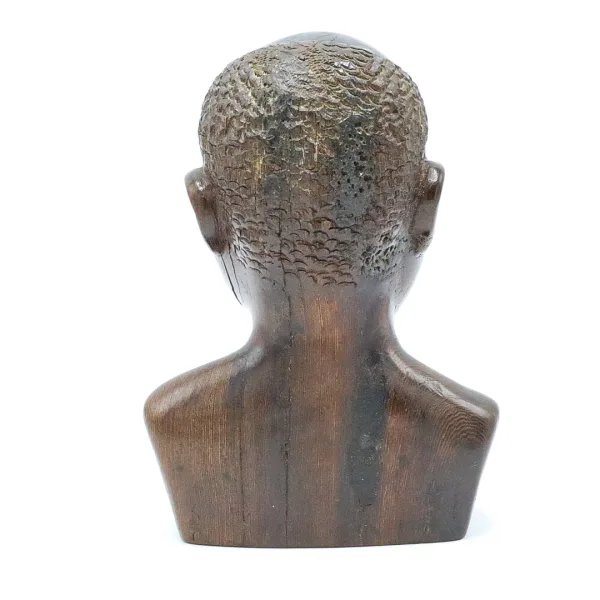 Bust vintage din lemn sculptat manual cu chipul unui bărbat african  anii 50-60 Decoratiuni