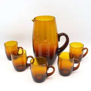 Set vintage din sticlă pentru 5 persoane de Amber Glass Germania de Vest Cani