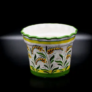 Ghiveci din ceramică lucrat manual în Italia cu motive florale anii 70 Decoratiuni