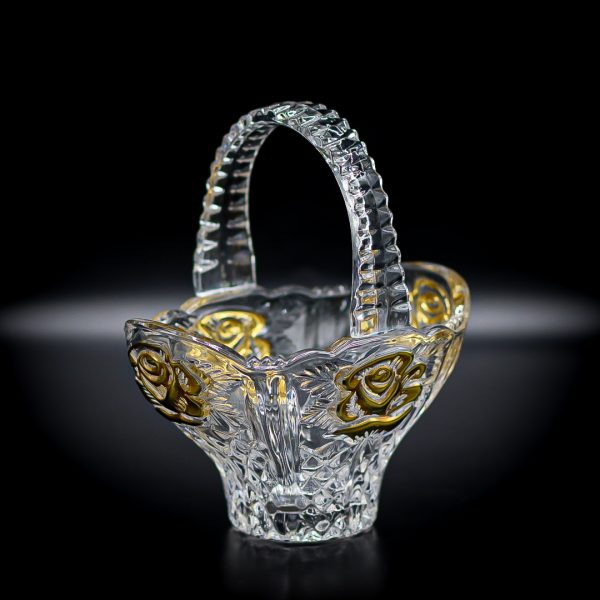 Set format din 4 piese de cristal de plumb cu motive florale gold de Anna Hutte Germania Decoratiuni