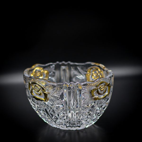 Set format din 4 piese de cristal de plumb cu motive florale gold de Anna Hutte Germania Decoratiuni