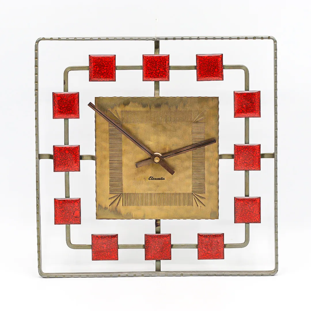 Ceas midcentury din fier forjat pentru perete de Elexacta Schatz Germania de Vest Decoratiuni