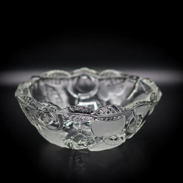 Set două boluri vintage din sticlă de cristal lucrate cu motivul fructelor Boluri