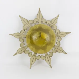 Aplică vintage lucrată din fier forjat și sticlă cu motivul soarelui Aplice