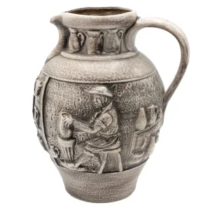 Vas din ceramică lucrat manual cu motivul olarului de Knödgen Germania de Vest Decoratiuni