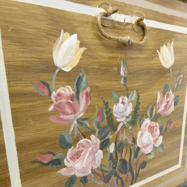 Cufăr de zestre pictat manual cu motive florale de la începutul sec. XX Germania Cutii, lăzi și alte soluții de depozitare