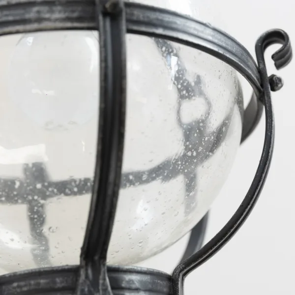 Lustră tip glob pentru exterior din fier forjat și sticlă murano în stil rustic Corpuri de iluminat