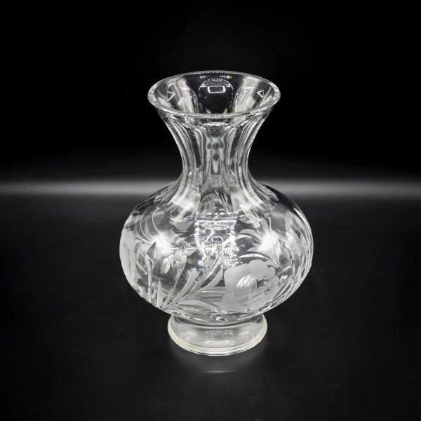 Vază vintage din cristal cu motive florale anii 80 Germania de Vest Decoratiuni
