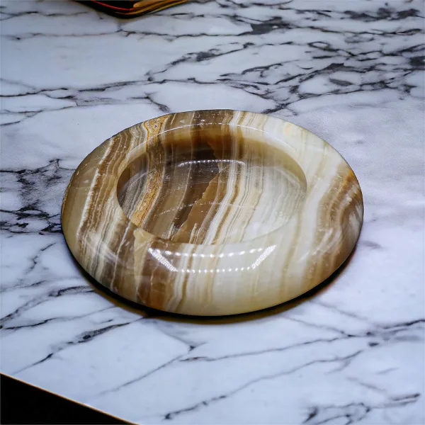 Scrumieră sau Vide-Poche lucrată manual din onyx-marmorat Italia anii 60-70 Decoratiuni