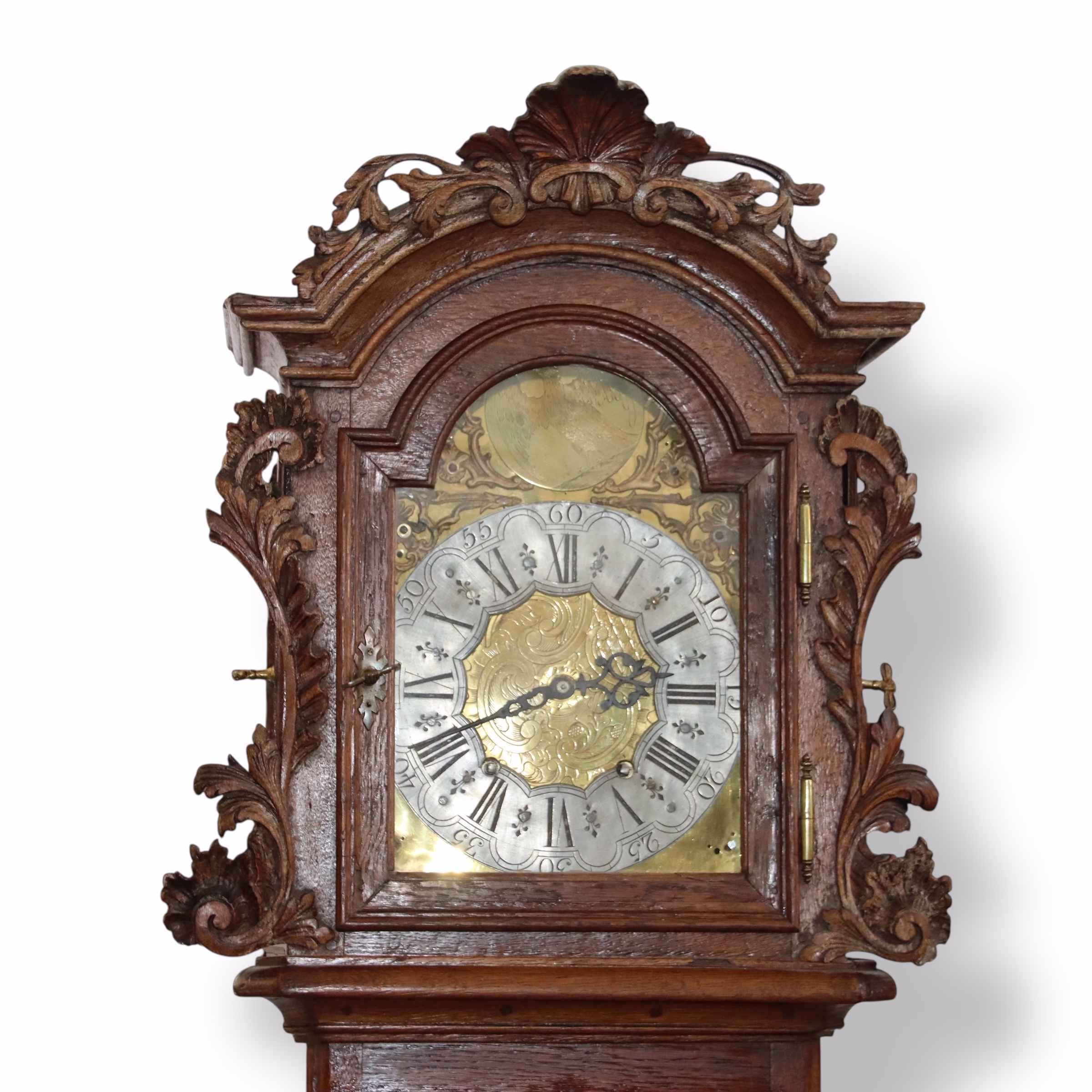 Ceas cu pendul de podea baroc cu mecanism recondiționat, piesă rară de colecție din sec. XIX Articole de colecție Magazin de mobila decoratiuni si corpuri de iluminat vintage Ceas cu pendul de podea baroc cu mecanism recondiționat, piesă rară de colecție din sec. XIX Articole de colecție