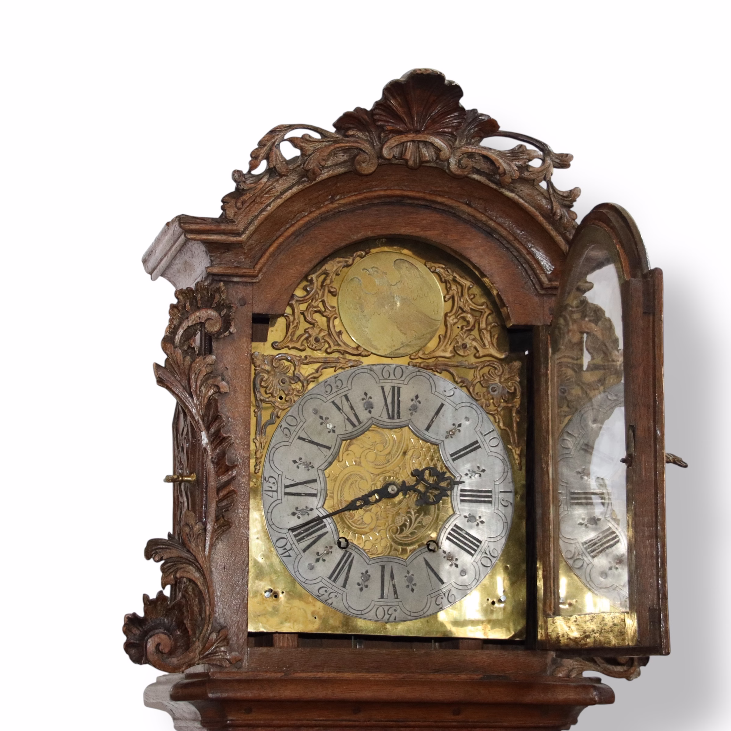 Ceas cu pendul de podea baroc cu mecanism recondiționat, piesă rară de colecție din sec. XIX Articole de colecție Magazin de mobila decoratiuni si corpuri de iluminat vintage Ceas cu pendul de podea baroc cu mecanism recondiționat, piesă rară de colecție din sec. XIX Articole de colecție