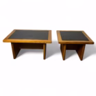 Set de mese Mid-Century din lemn masiv, pal și ardezie naturală, anii ’70 Mobilier
