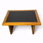 Set de mese Mid-Century din lemn masiv, pal și ardezie naturală, anii ’70 Mobilier