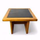 Set de mese Mid-Century din lemn masiv, pal și ardezie naturală, anii ’70 Mobilier