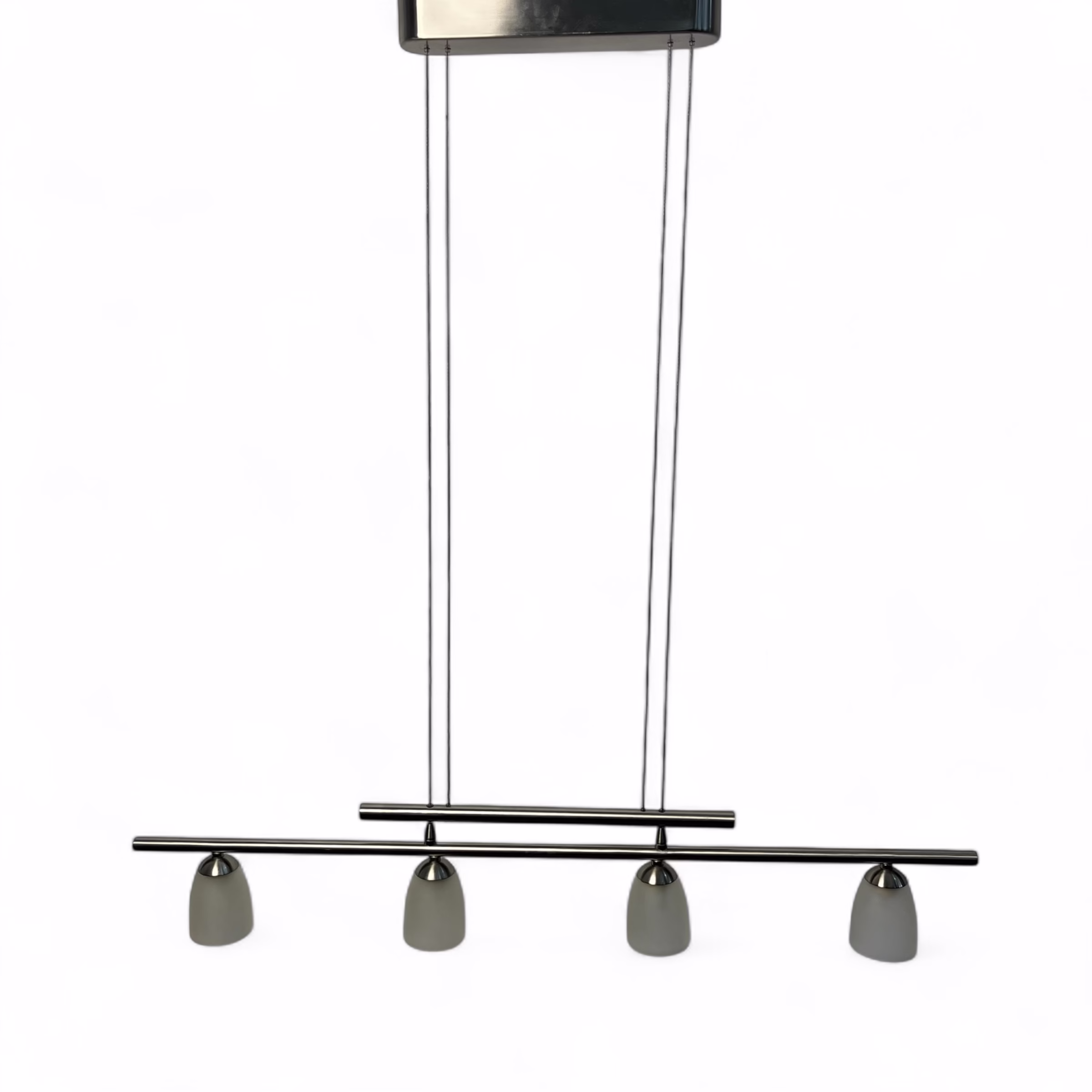 Lustră modernă cu 4 pendule, reglabilă, din metal cromat și sticlă mată, soclu G4 (12V) Corpuri de iluminat