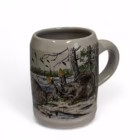 Halbă germană din ceramică pictată manual – decor naturalist cu castori, Westerwald, sec. XX Cani