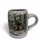 Halbă germană din ceramică pictată manual – decor naturalist cu castori, Westerwald, sec. XX Cani