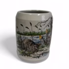 Halbă germană din ceramică pictată manual – decor naturalist cu castori, Westerwald, sec. XX Cani