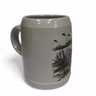 Halbă germană din ceramică pictată manual – decor naturalist cu castori, Westerwald, sec. XX Cani