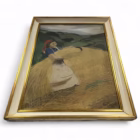 Tablou pictat pe placaj cu motivul câmpului G.Pusch 1944 Decoratiuni