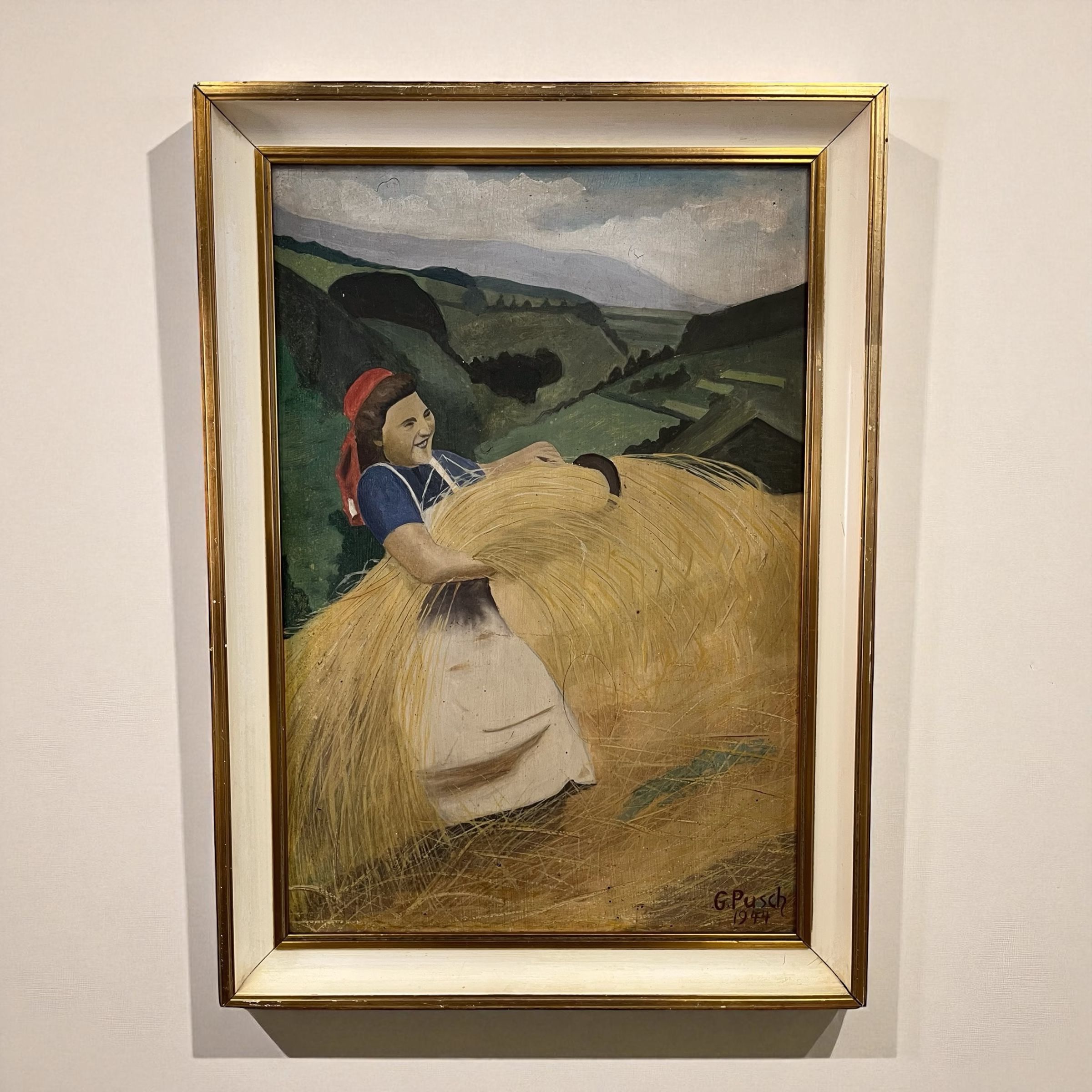 Tablou pictat pe placaj cu motivul câmpului G.Pusch 1944