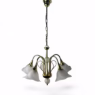 Lustră vintage din metal și sticlă mată în formă de floare, 5 brațe Corpuri de iluminat
