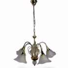 Lustră vintage din metal și sticlă mată în formă de floare, 5 brațe Corpuri de iluminat
